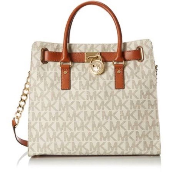 Michael Kors Handbags - MICHAEL Kors Hamilton North/South Vanilla brown and cream signature Tote